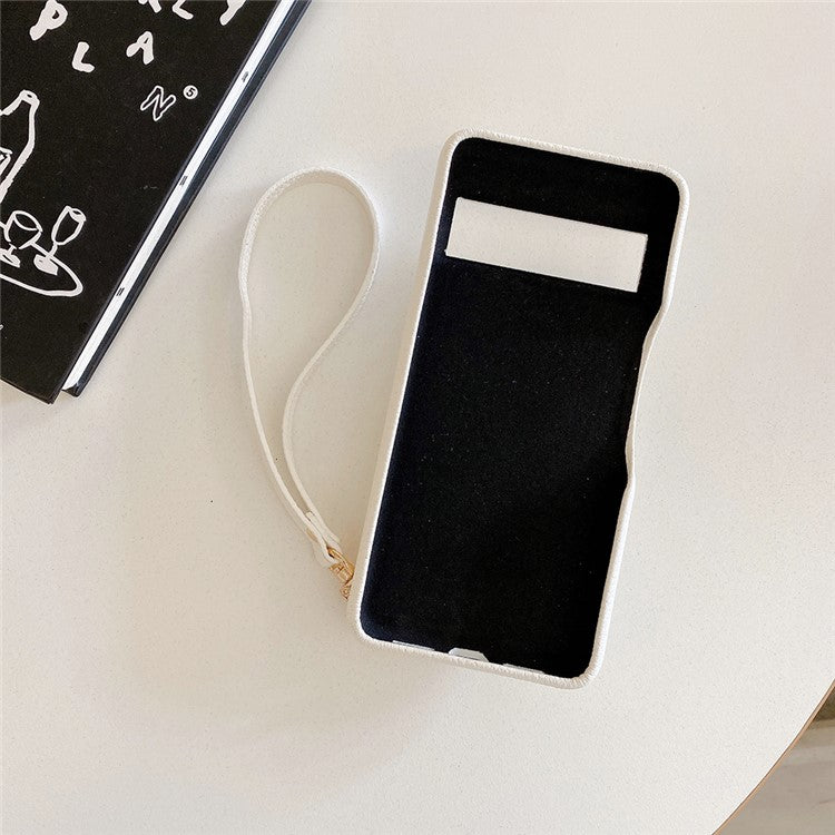 For Google Pixel 8a Case Card Slots Kickstand PU Leather Back Cover with Zipper Pocket, Wrist Strap - White