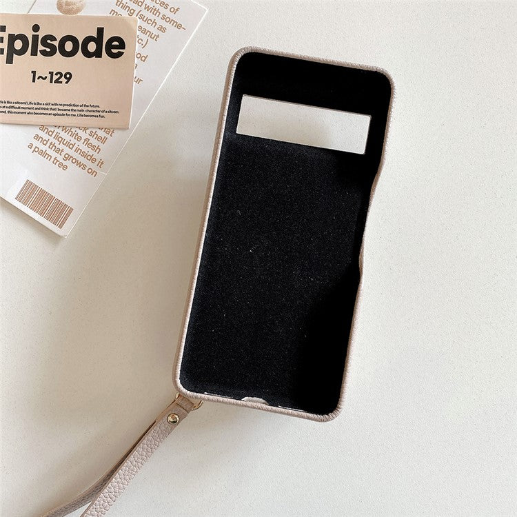 For Google Pixel 8a Case Mirror Design PU Leather Back Cover with Card Slots, Wrist Strap - Grey