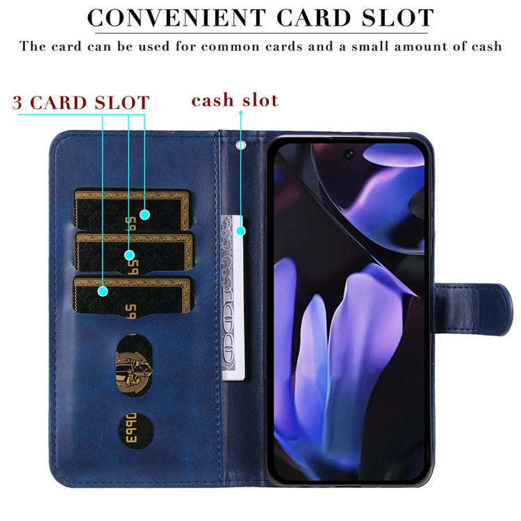 For Google Pixel 9a Case Zipper Wallet Calf Texture PU Leather Phone Cover - Blue