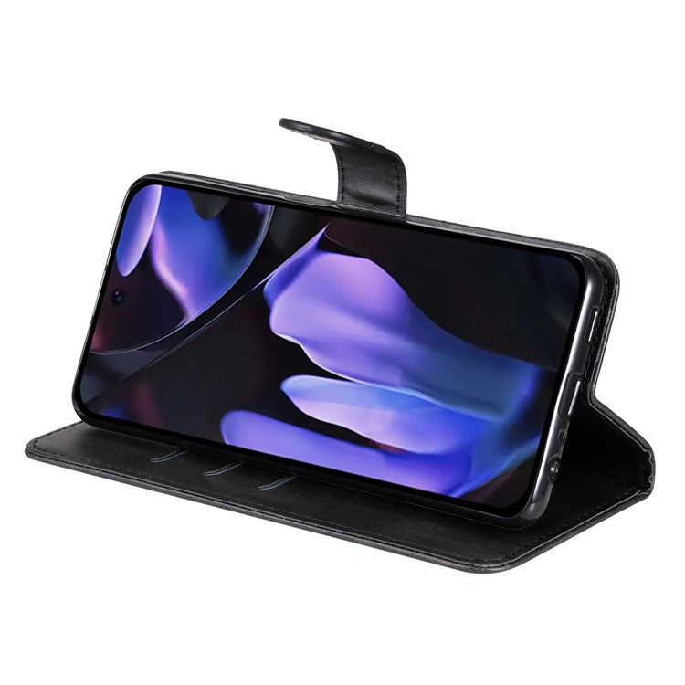 For Google Pixel 9a Case Zipper Wallet Calf Texture PU Leather Phone Cover - Black