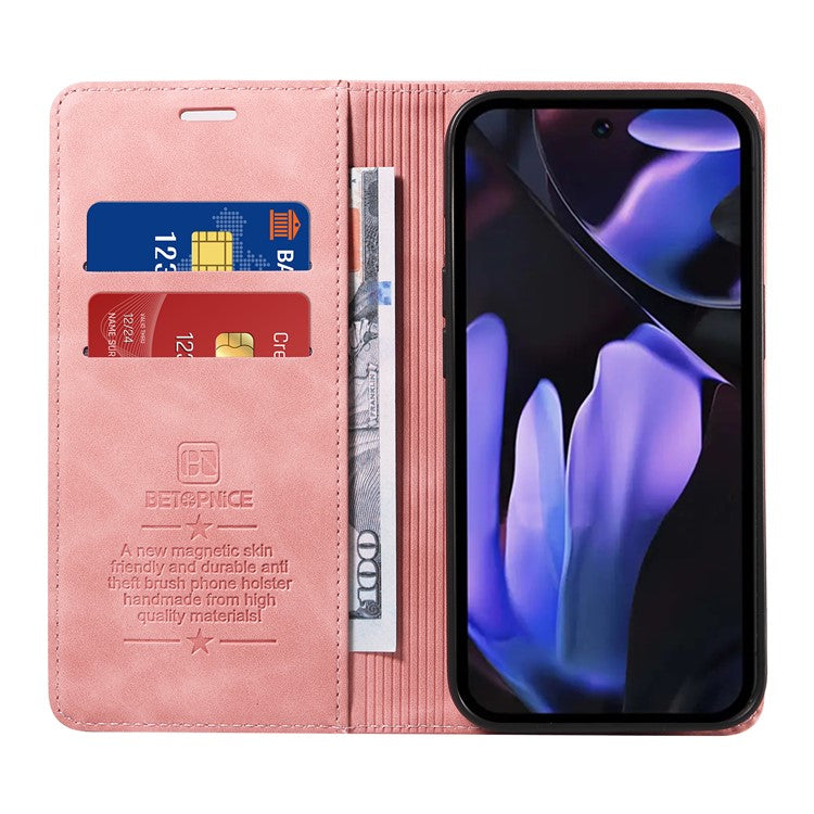 BETOPNICE 003 For Google Pixel 9a Wallet Case Leather Phone Cover with Stand - Pink