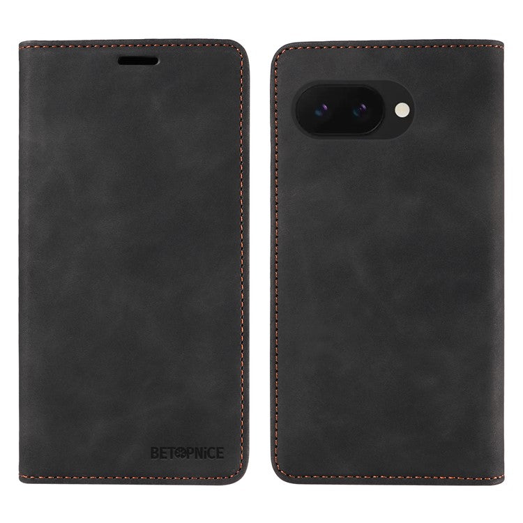 BETOPNICE 003 For Google Pixel 9a Wallet Case Leather Phone Cover with Stand - Black