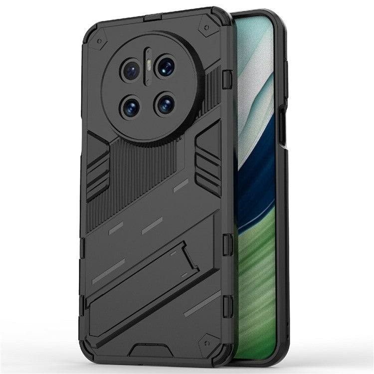 For Huawei Mate 70 Case PC + TPU Shockproof Phone Cover with Kickstand - Black