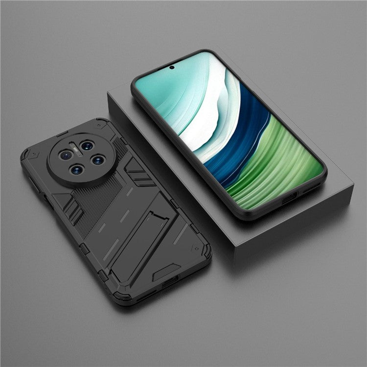 For Huawei Mate 70 Case PC + TPU Shockproof Phone Cover with Kickstand - Black
