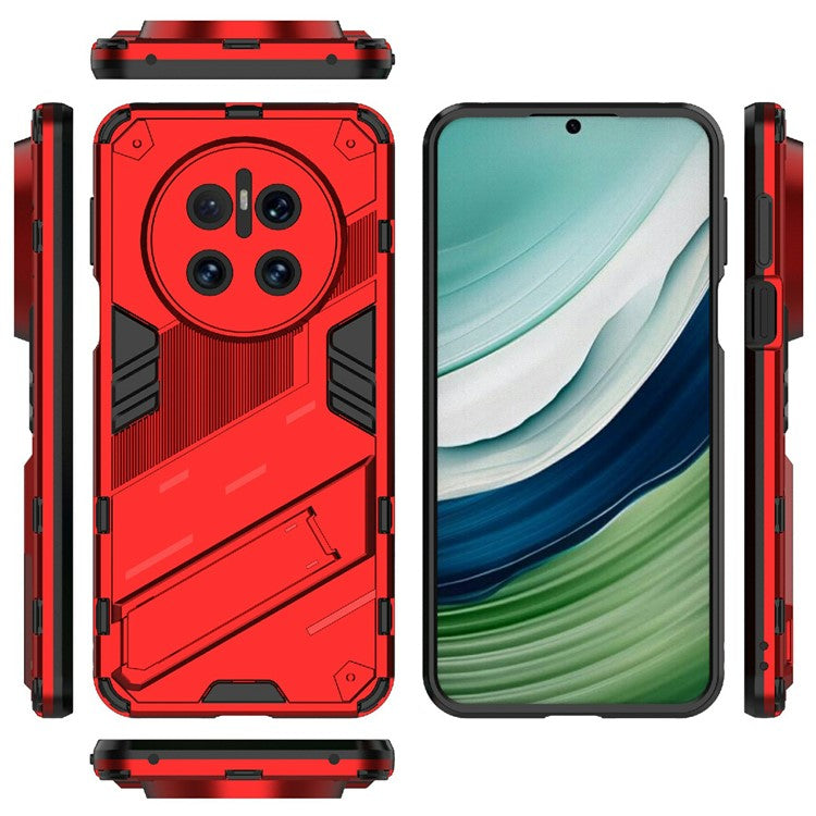 For Huawei Mate 70 Case PC + TPU Shockproof Phone Cover with Kickstand - Red