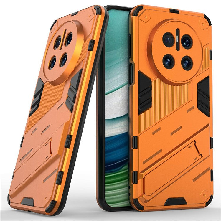 For Huawei Mate 70 Case PC + TPU Shockproof Phone Cover with Kickstand - Orange