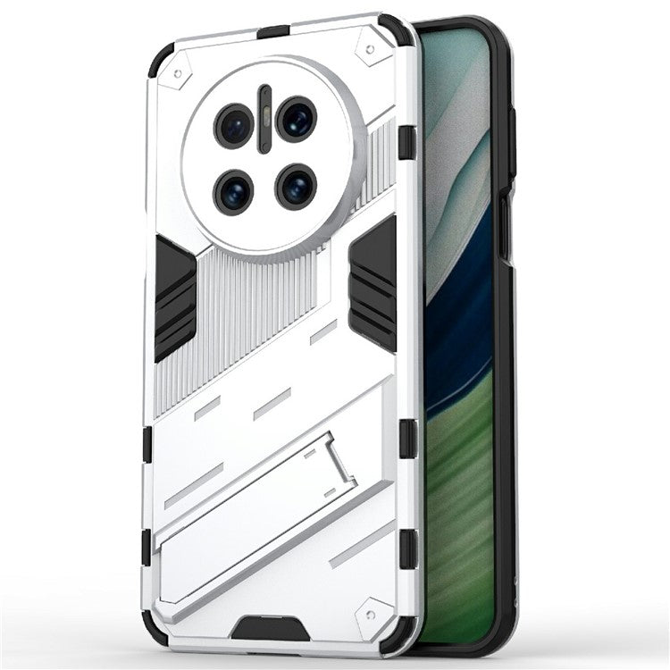 For Huawei Mate 70 Case PC + TPU Shockproof Phone Cover with Kickstand - White