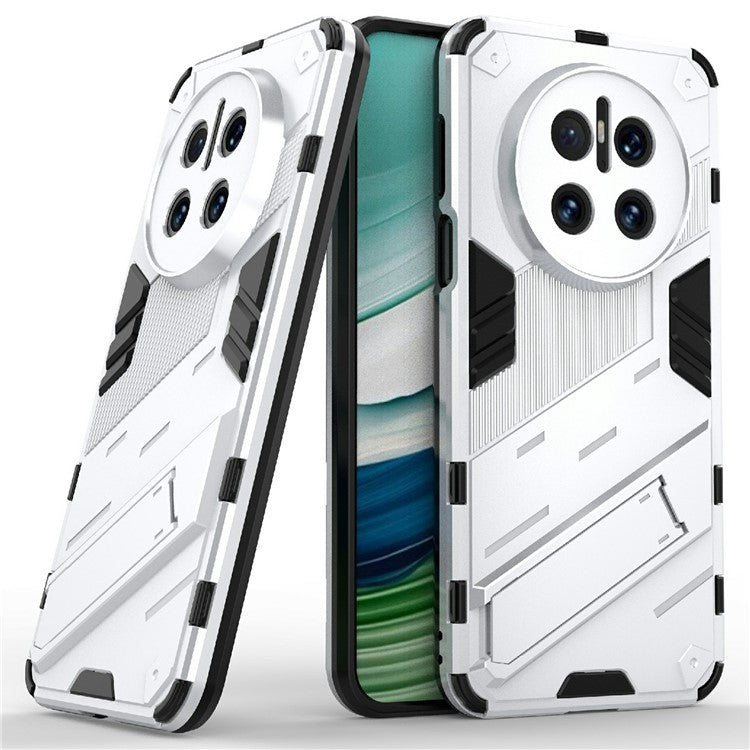 For Huawei Mate 70 Case PC + TPU Shockproof Phone Cover with Kickstand - White