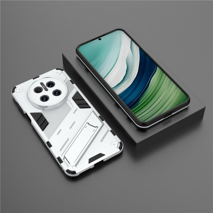 For Huawei Mate 70 Case PC + TPU Shockproof Phone Cover with Kickstand - White