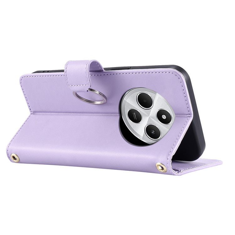 Crossbody Leather Case for Xiaomi Redmi A3 Pro 4G / Poco C75 4G / Redmi 14R 5G / 14C 4G Rhombus Mobile Cover - Purple
