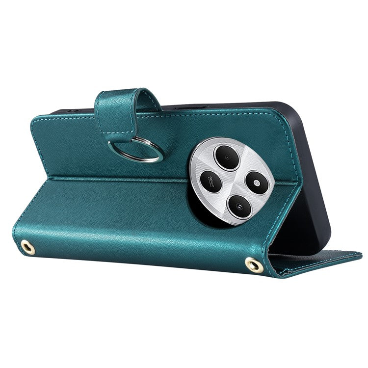 Crossbody Leather Case for Xiaomi Redmi A3 Pro 4G / Poco C75 4G / Redmi 14R 5G / 14C 4G Rhombus Mobile Cover - Green