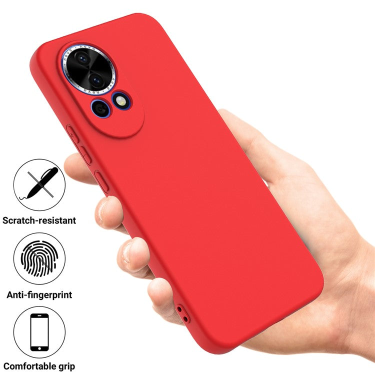 For Huawei nova 13 5G Case Liquid Silicone Phone Back Cover with Hand Strap - Red