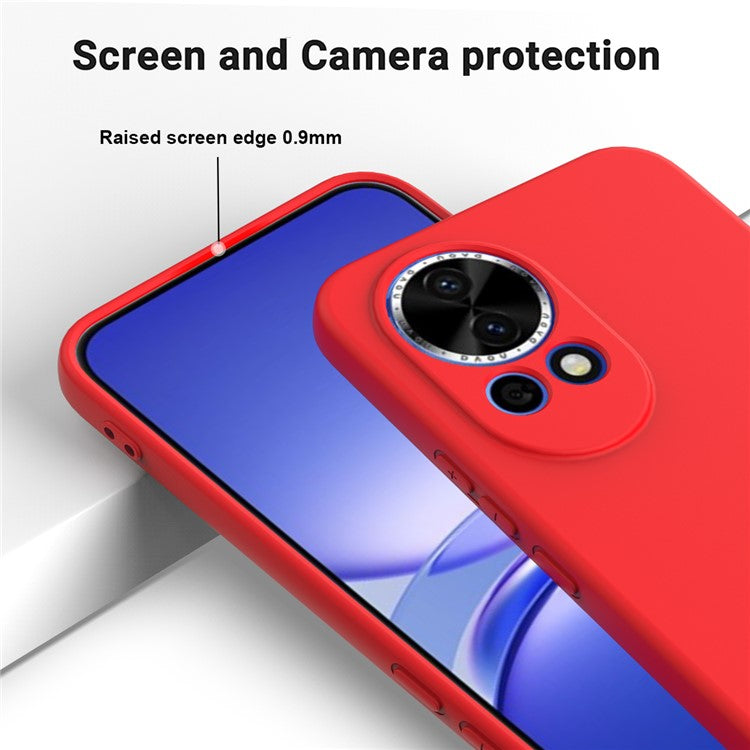 For Huawei nova 13 5G Case Liquid Silicone Phone Back Cover with Hand Strap - Red
