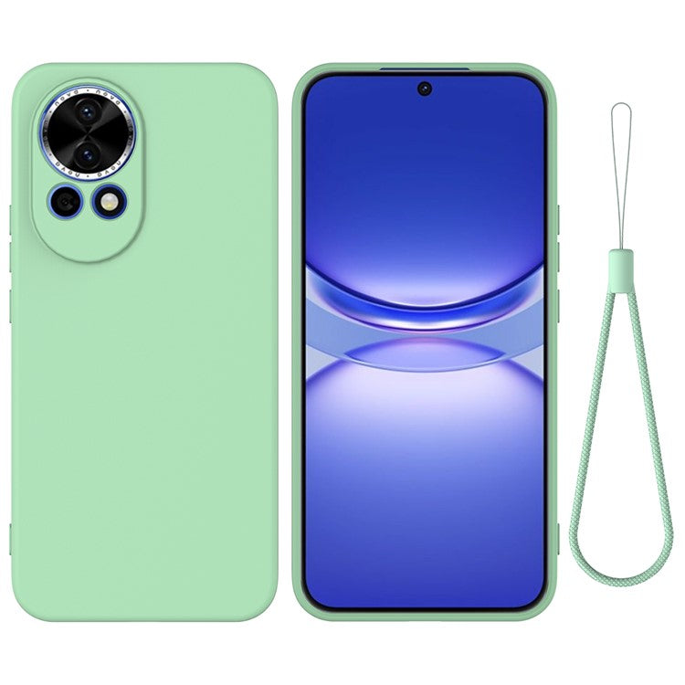 For Huawei nova 13 5G Case Liquid Silicone Phone Back Cover with Hand Strap - Green