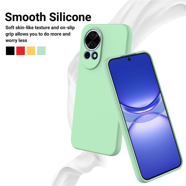 For Huawei nova 13 5G Case Liquid Silicone Phone Back Cover with Hand Strap - Green