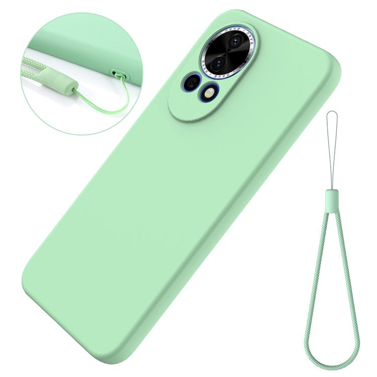 For Huawei nova 13 5G Case Liquid Silicone Phone Back Cover with Hand Strap - Green