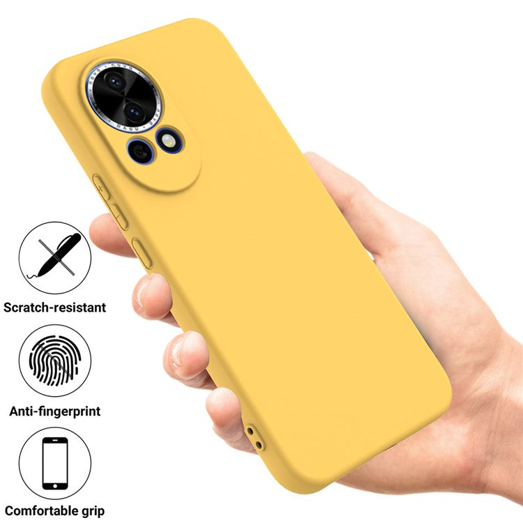 For Huawei nova 13 5G Case Liquid Silicone Phone Back Cover with Hand Strap - Yellow
