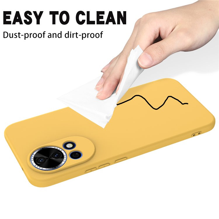 For Huawei nova 13 5G Case Liquid Silicone Phone Back Cover with Hand Strap - Yellow