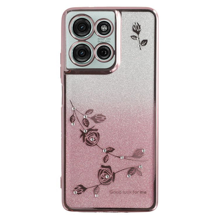 KADEM For Motorola Moto G75 5G Case Flower TPU Flexible Gradient Phone Cover - Rose Gold