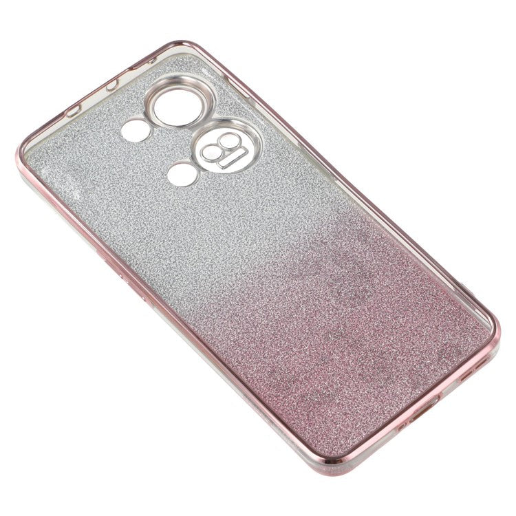 KADEM For OnePlus Ace 2V / Nord 3 5G Case Ring Kickstand TPU Flowers Phone Cover Gradient Glitter - Rose Gold