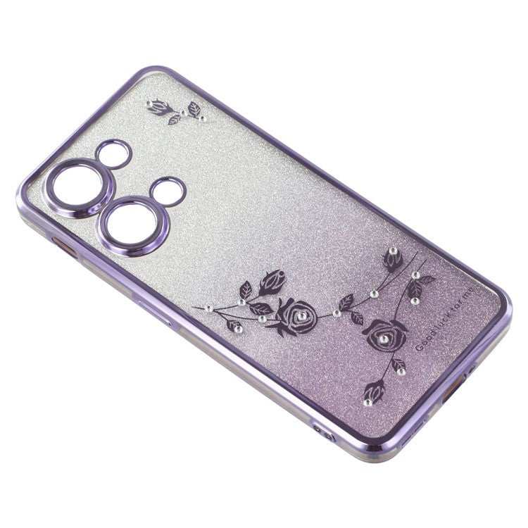 KADEM For OnePlus Ace 2V / Nord 3 5G Case Ring Kickstand TPU Flowers Phone Cover Gradient Glitter - Purple