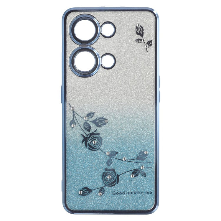 KADEM For OnePlus Ace 2V / Nord 3 5G Case Ring Kickstand TPU Flowers Phone Cover Gradient Glitter - Blue