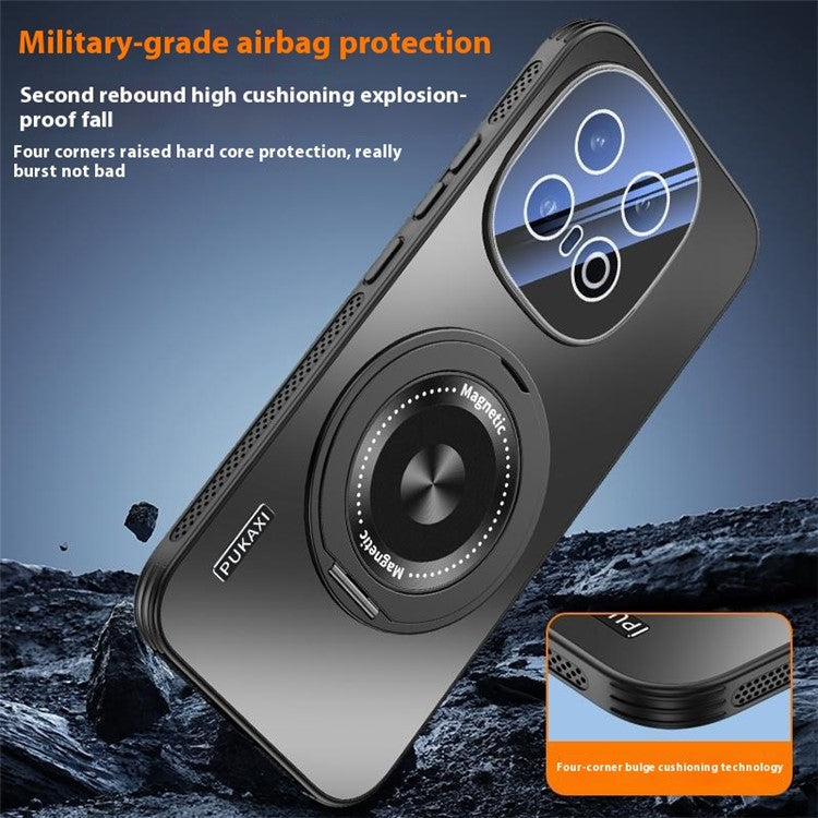 For vivo iQOO 13 5G Case Compatible with MagSafe Kickstand TPU PC Heat Dissipation Phone Cover - Black