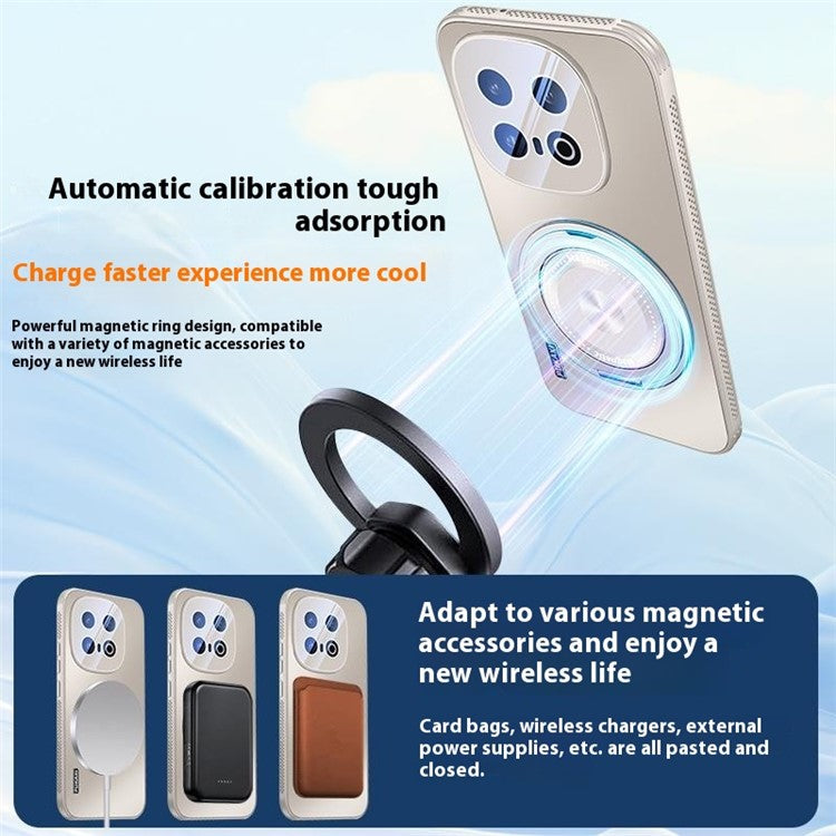 For vivo iQOO 13 5G Case Compatible with MagSafe Kickstand TPU PC Heat Dissipation Phone Cover - Gold