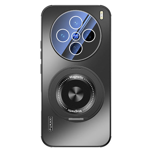 For vivo X200 5G Case Compatible with MagSafe Kickstand TPU PC Heat Dissipation Phone Cover - Black