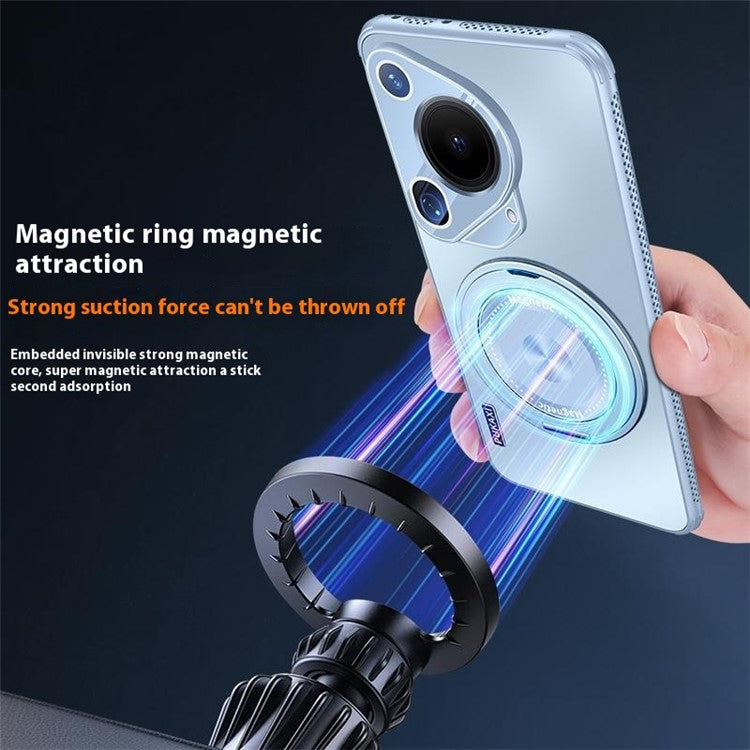 For Huawei Pura 70 Ultra Case Compatible with MagSafe Kickstand TPU PC Heat Dissipation Phone Cover - Black