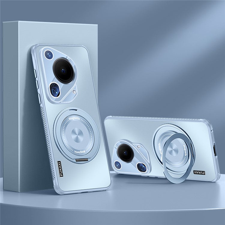 For Huawei Pura 70 Ultra Case Compatible with MagSafe Kickstand TPU PC Heat Dissipation Phone Cover - Blue