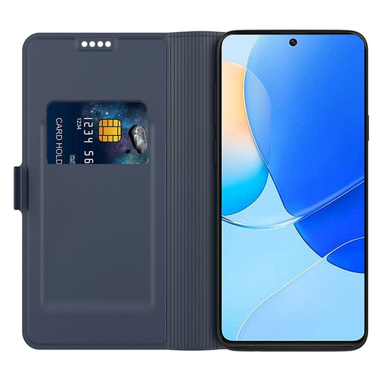 For Huawei Mate 70 Case Shockproof TPU Inner Shell Leather Phone Cover Card Slot - Blue