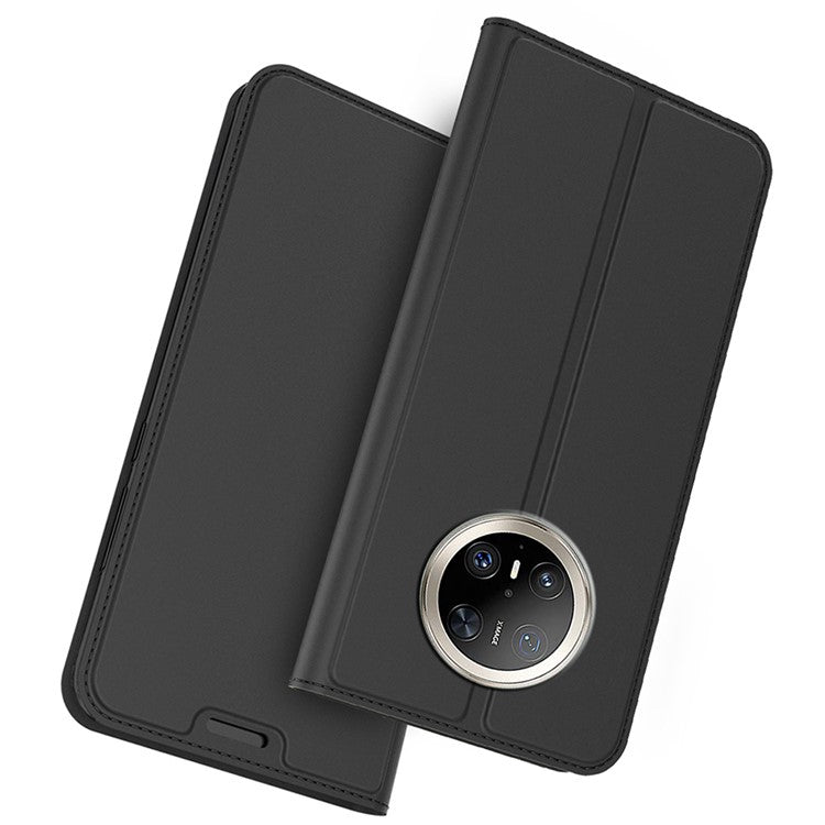 For Huawei Mate 70 Pro / 70 Pro+ Case PU Leather Phone Cover with Card Holder Stand Magnetic Closure - Black