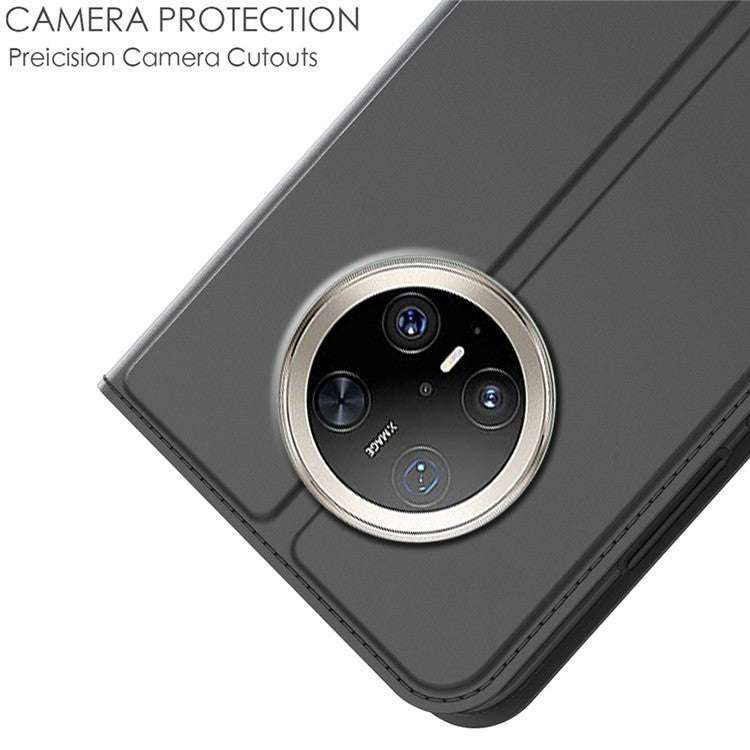 For Huawei Mate 70 Pro / 70 Pro+ Case PU Leather Phone Cover with Card Holder Stand Magnetic Closure - Black