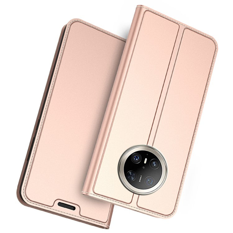 For Huawei Mate 70 Pro / 70 Pro+ Case PU Leather Phone Cover with Card Holder Stand Magnetic Closure - Rose Gold