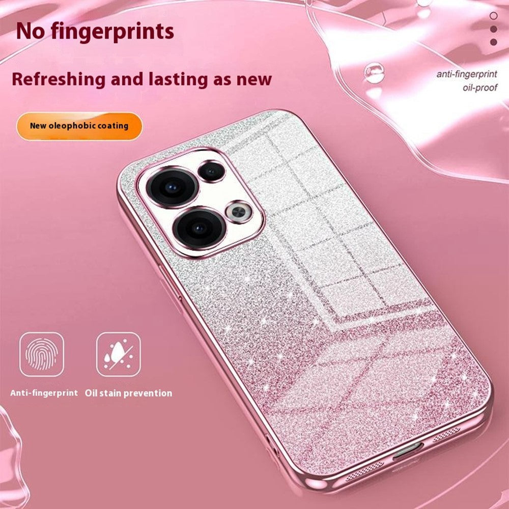 For Oppo Reno13 5G (Global) Case Electroplating Gradient Glitter TPU Phone Cover - Pink