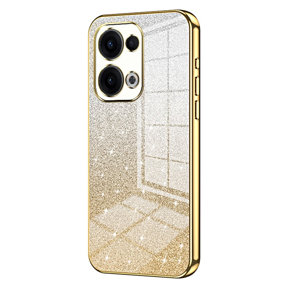 For Oppo Reno13 5G (Global) Case Electroplating Gradient Glitter TPU Phone Cover - Gold
