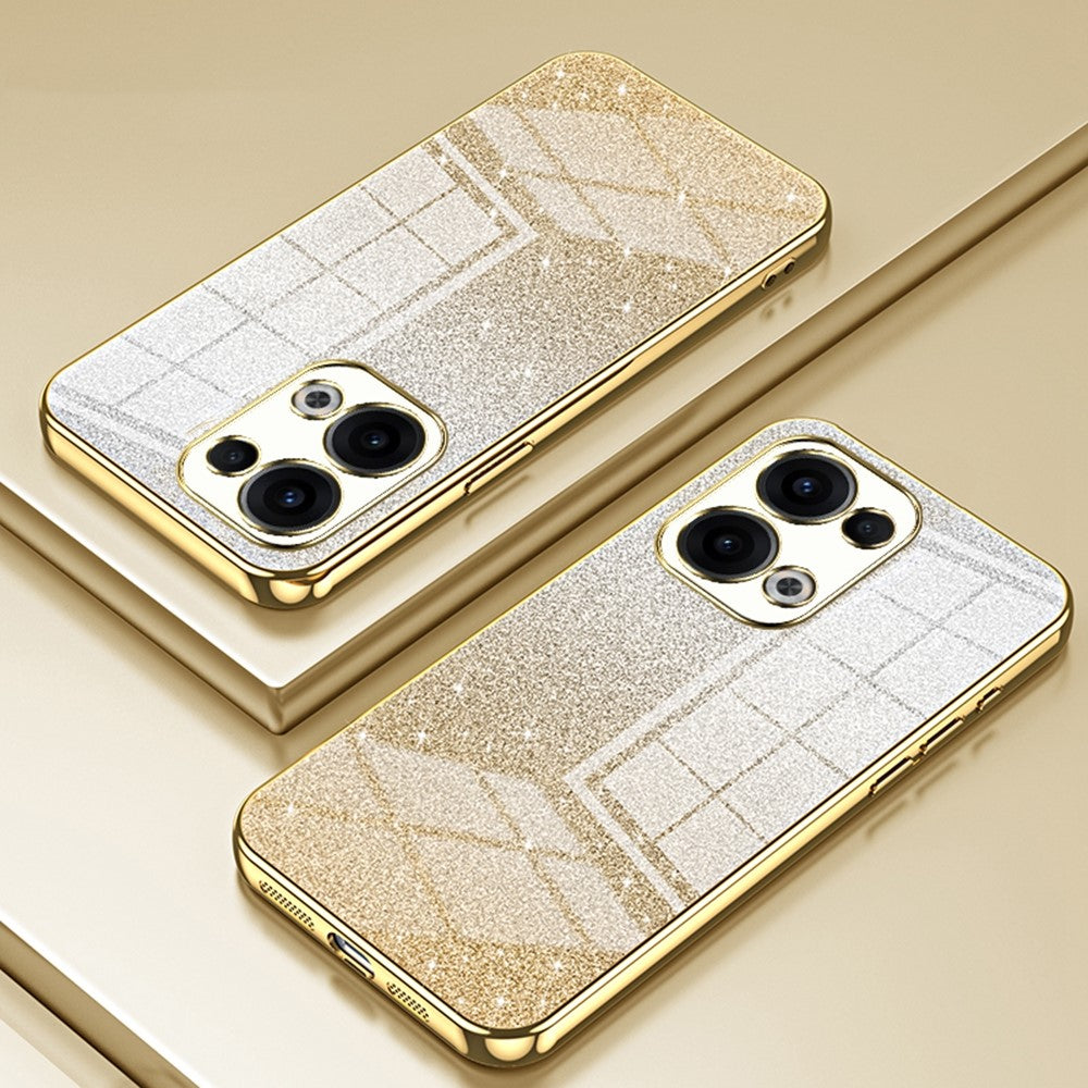 For Oppo Reno13 5G (Global) Case Electroplating Gradient Glitter TPU Phone Cover - Gold