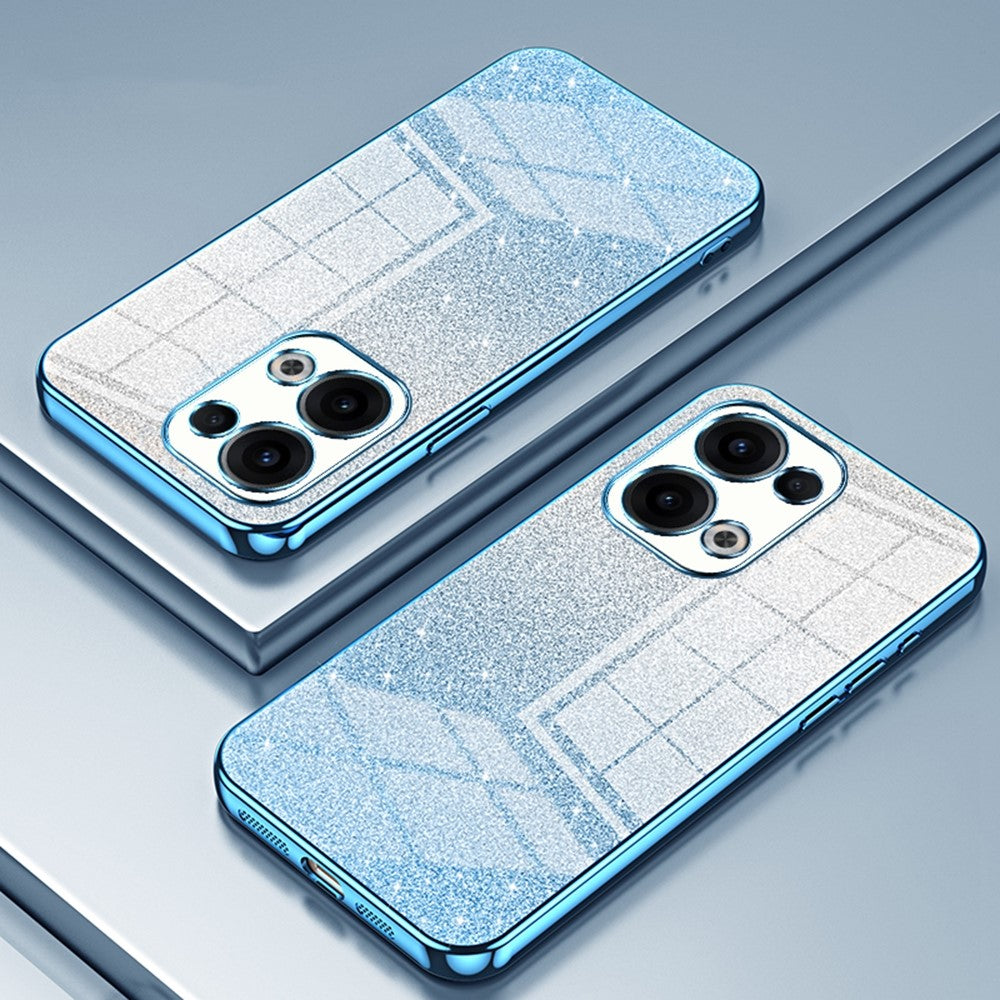 For Oppo Reno13 5G (Global) Case Electroplating Gradient Glitter TPU Phone Cover - Blue