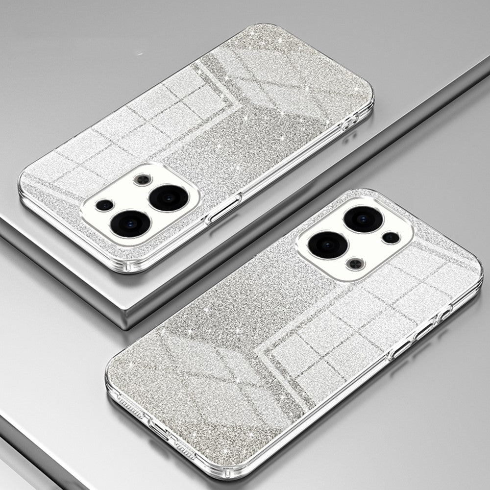 For Oppo Reno13 5G (Global) Case Electroplating Gradient Glitter TPU Phone Cover - Transparent