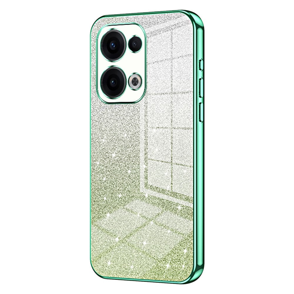 For Oppo Reno13 5G (Global) Case Electroplating Gradient Glitter TPU Phone Cover - Green
