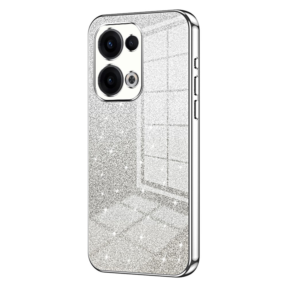 For Oppo Reno13 5G (Global) Case Electroplating Gradient Glitter TPU Phone Cover - Silver