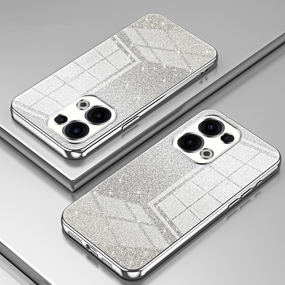 For Oppo Reno13 5G (Global) Case Electroplating Gradient Glitter TPU Phone Cover - Silver
