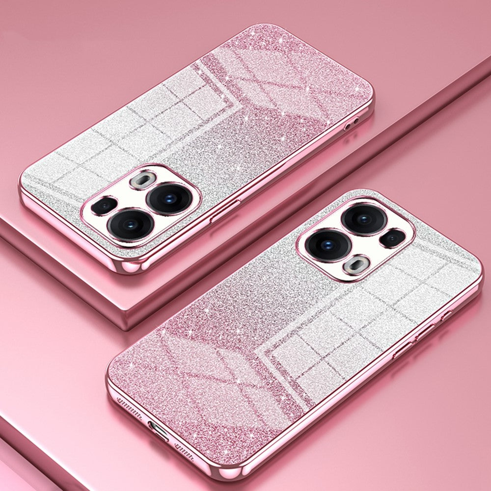 For Oppo Reno13 Pro 5G Case Electroplating Gradient Glitter TPU Phone Cover - Pink