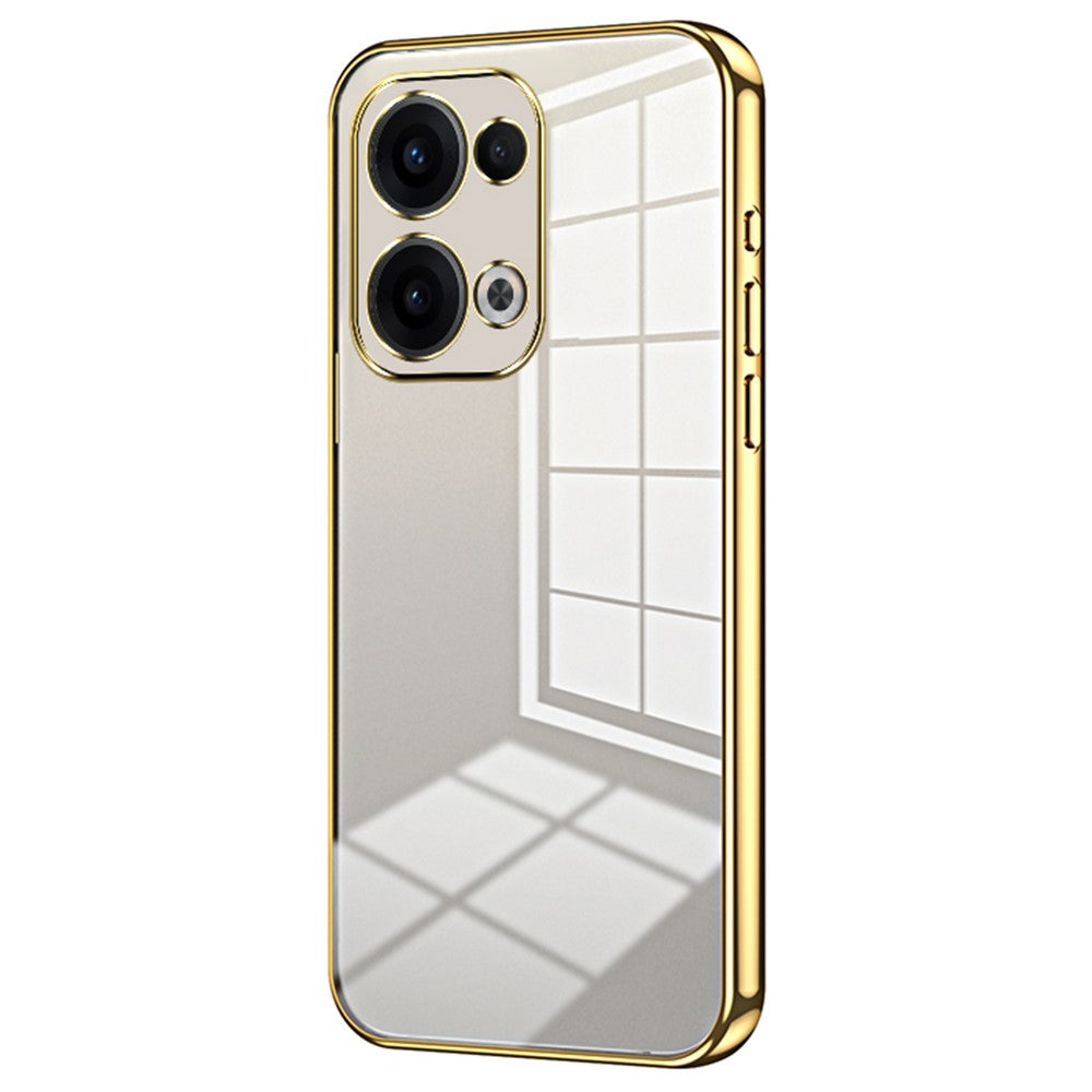 For Oppo Reno13 5G (Global) Case Electroplating Frame Soft TPU Phone Cover - Gold