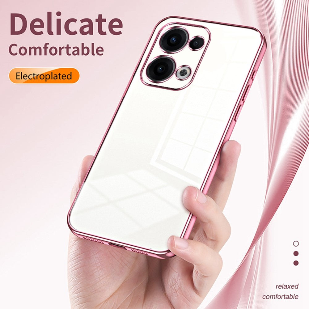 For Oppo Reno13 5G (Global) Case Electroplating Frame Soft TPU Phone Cover - Transparent