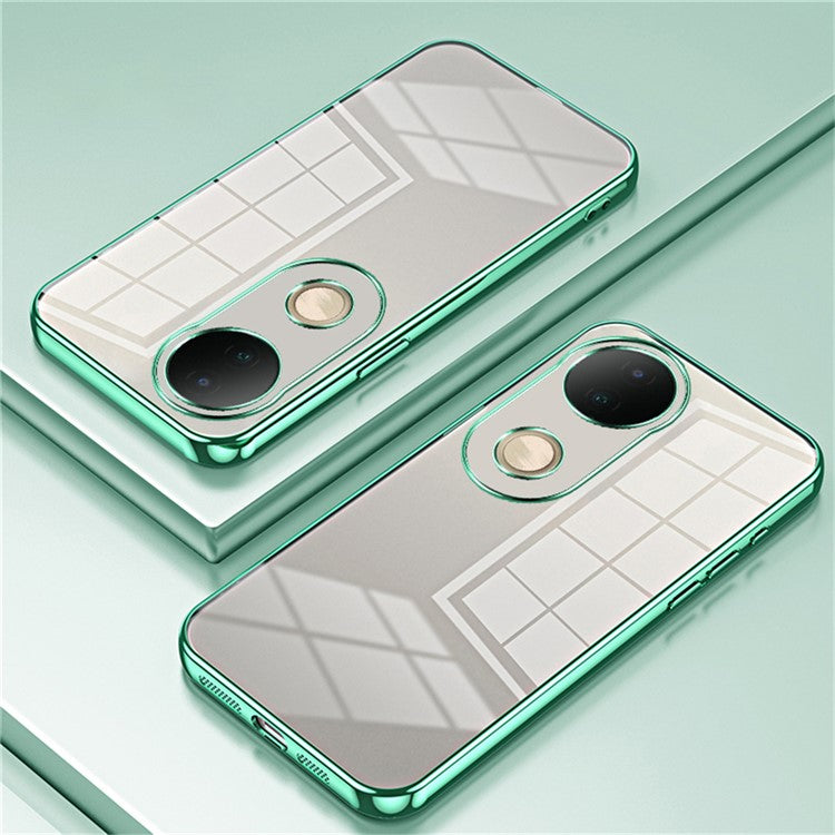 For vivo S20 5G Case Electroplating Frame Soft TPU Phone Cover - Green