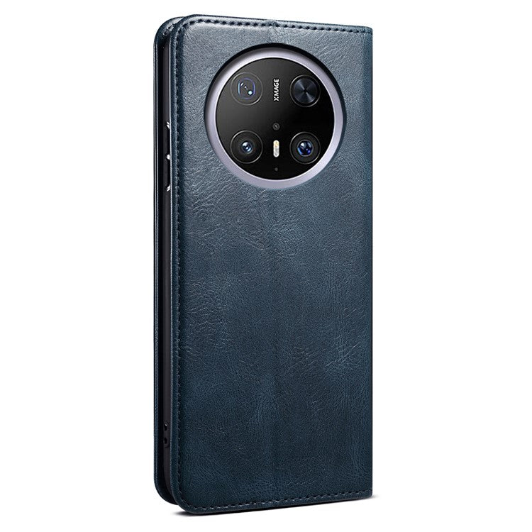 For Huawei Mate 70 Pro / Mate 70 Pro+ Case Crazy Horse Texture Waxy Leather Wallet Stand Phone Cover - Blue