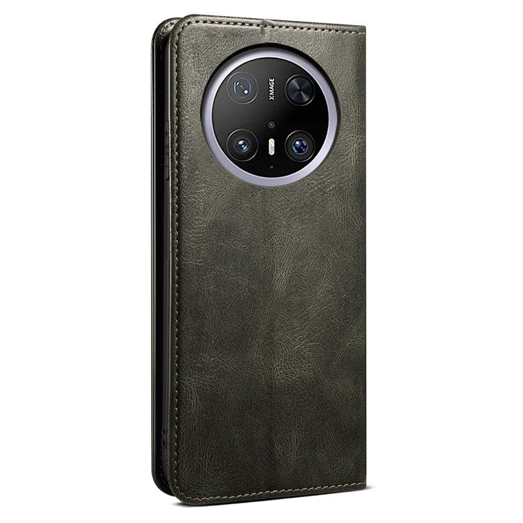 For Huawei Mate 70 Pro / Mate 70 Pro+ Case Crazy Horse Texture Waxy Leather Wallet Stand Phone Cover - Green