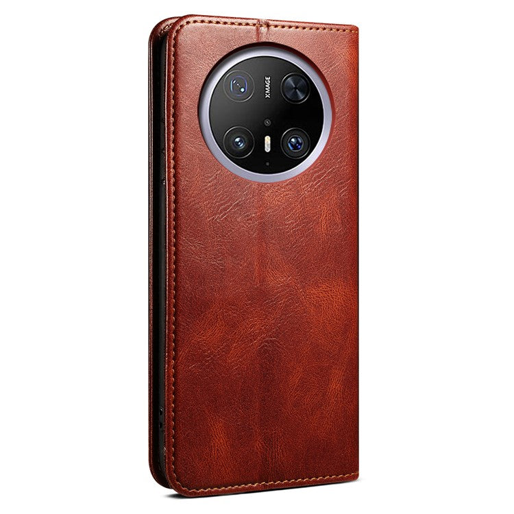 For Huawei Mate 70 Pro / Mate 70 Pro+ Case Crazy Horse Texture Waxy Leather Wallet Stand Phone Cover - Brown